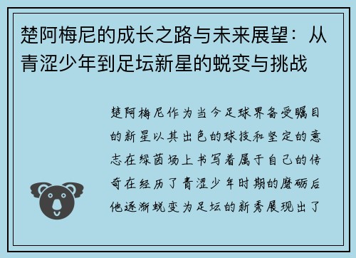 楚阿梅尼的成长之路与未来展望：从青涩少年到足坛新星的蜕变与挑战