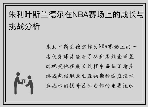 朱利叶斯兰德尔在NBA赛场上的成长与挑战分析